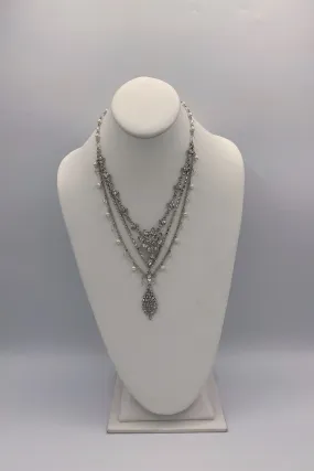 Elen Henderson Multi-Strand Crystal Necklace with Pearl Details