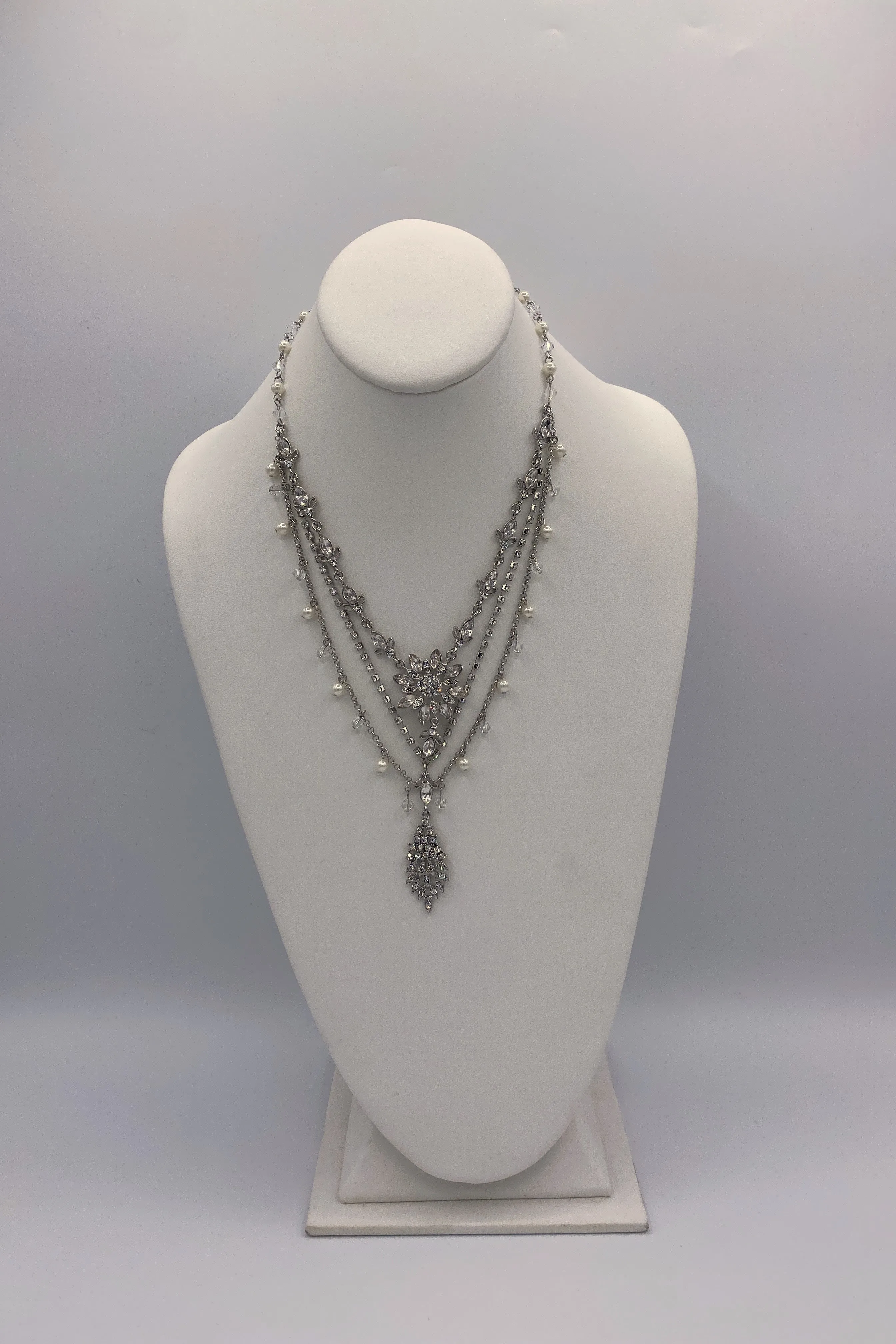 Elen Henderson Multi-Strand Crystal Necklace with Pearl Details