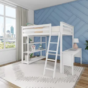 Full Loft Bed With Bookcase & Desk