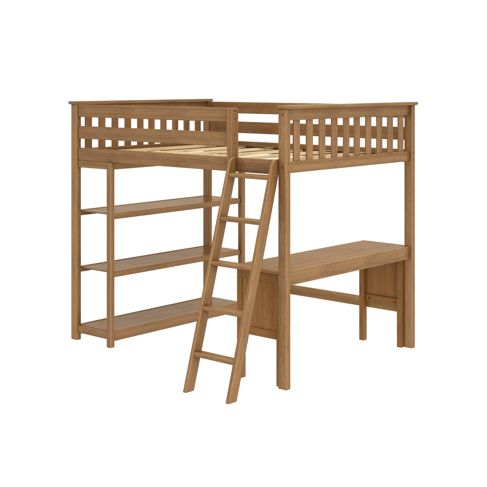 Full Loft Bed With Bookcase & Desk