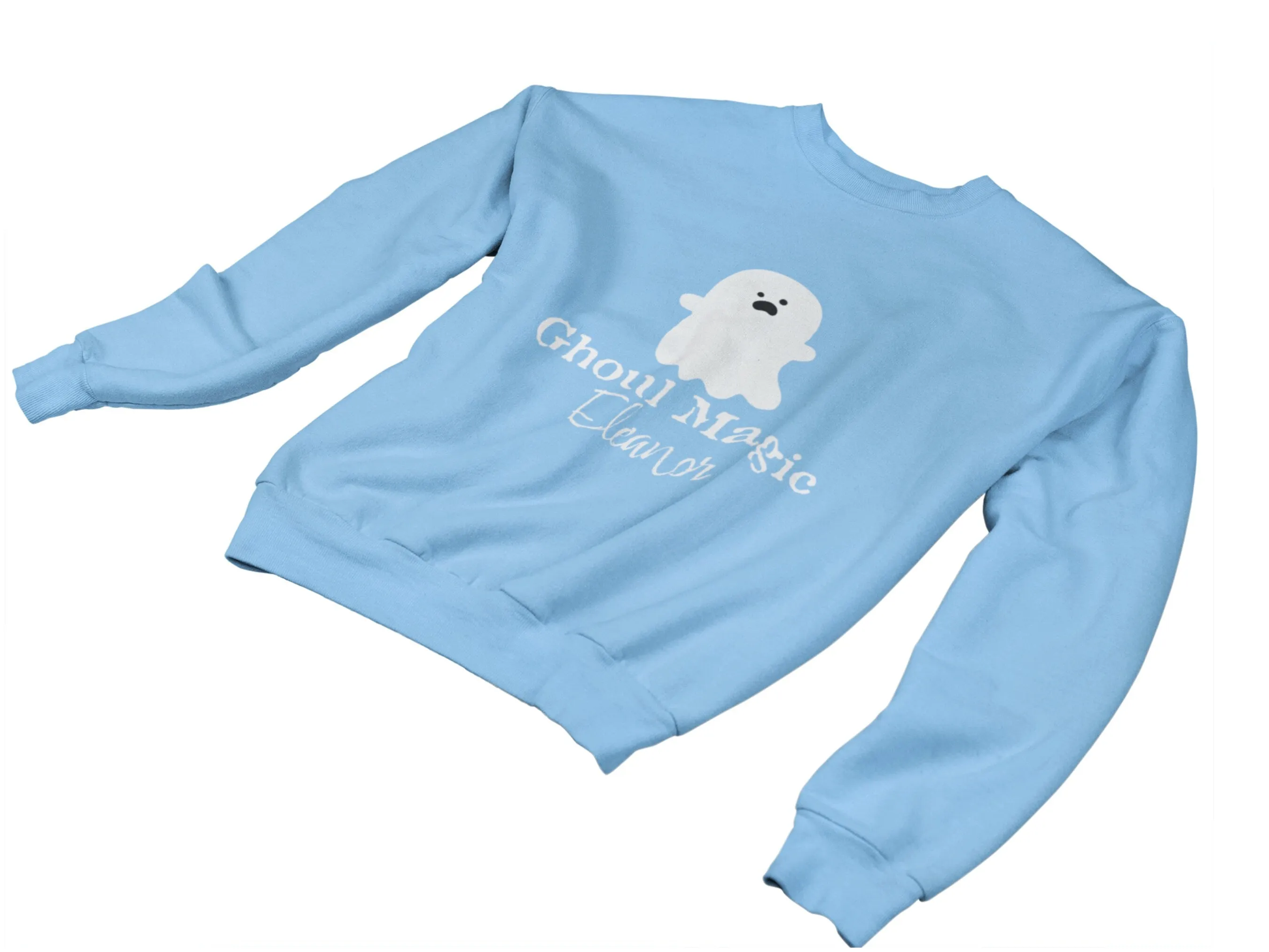 Ghoul Magic Text Custom Name Halloween Sweatshirt for Toddler Girls