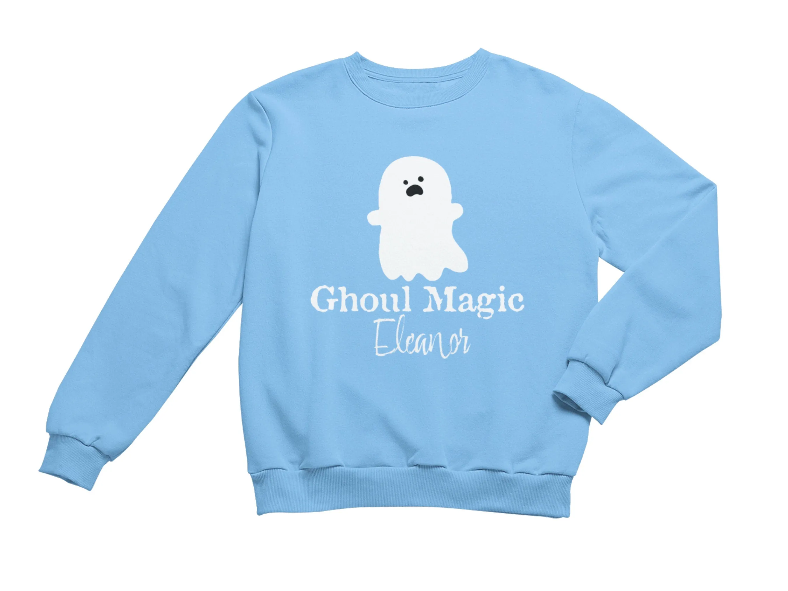 Ghoul Magic Text Custom Name Halloween Sweatshirt for Toddler Girls