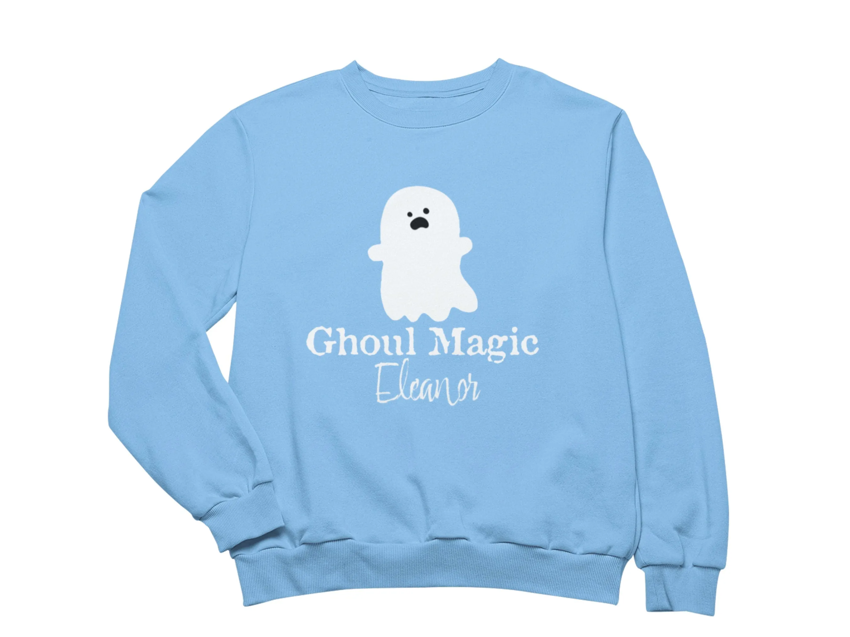 Ghoul Magic Text Custom Name Halloween Sweatshirt for Toddler Girls