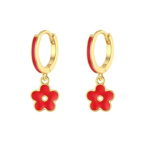 Gift Little Flower Glossy Cute Small Pink Girl Drop Earrings