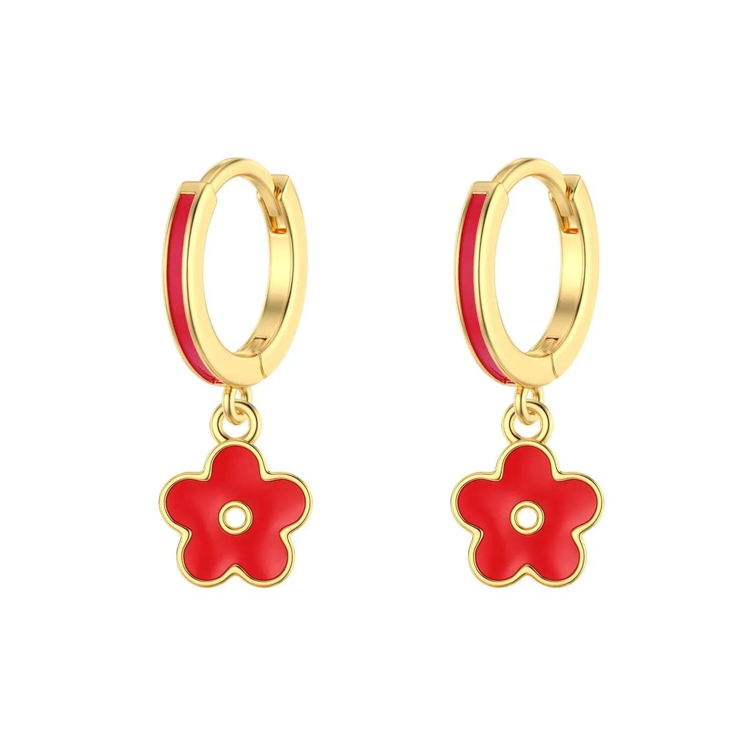 Gift Little Flower Glossy Cute Small Pink Girl Drop Earrings