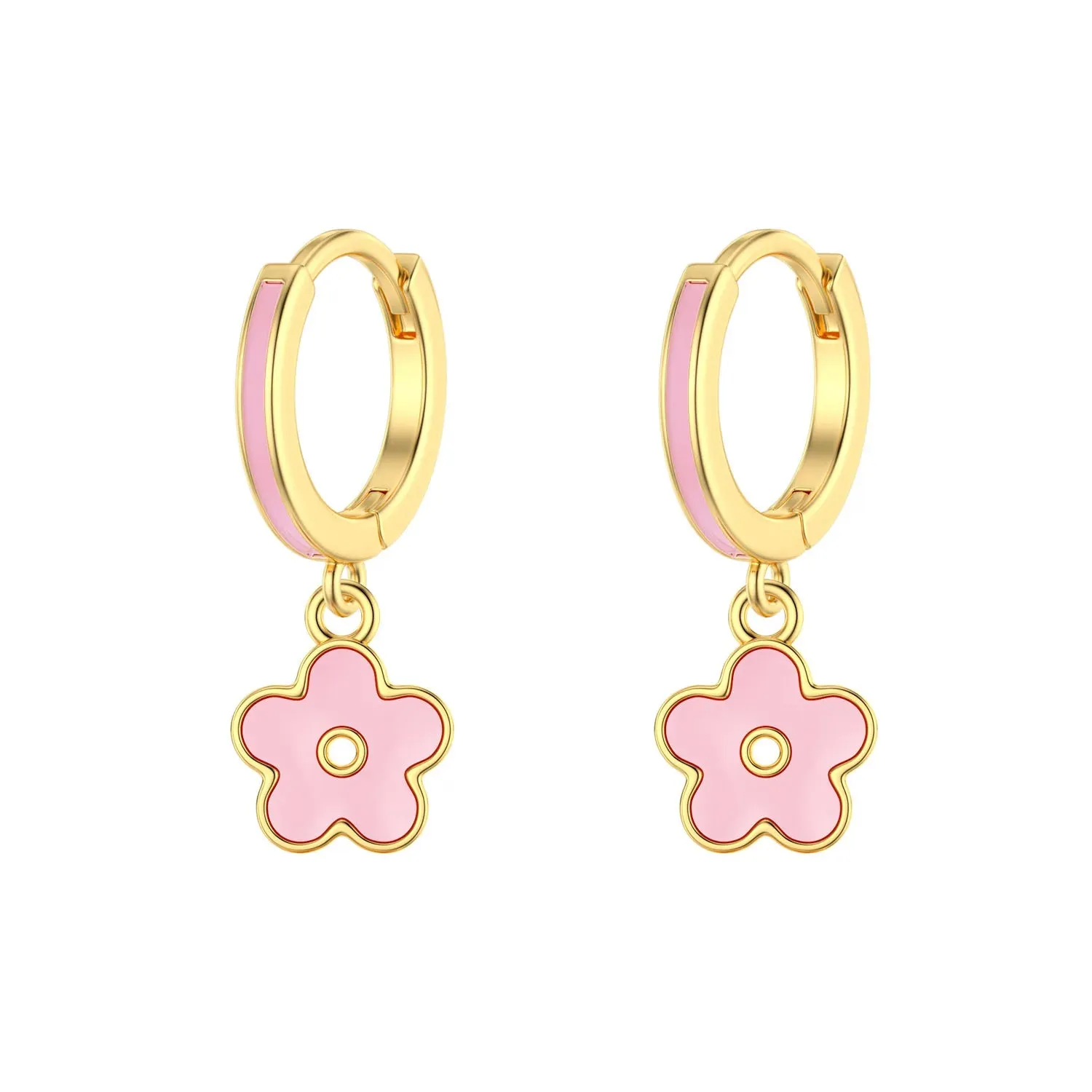 Gift Little Flower Glossy Cute Small Pink Girl Drop Earrings