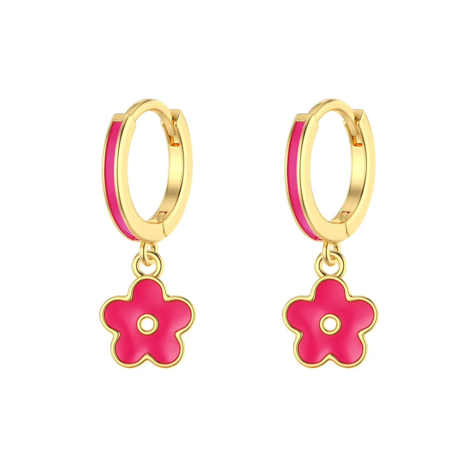 Gift Little Flower Glossy Cute Small Pink Girl Drop Earrings