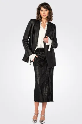 Glossy Linen Skirt - Coal