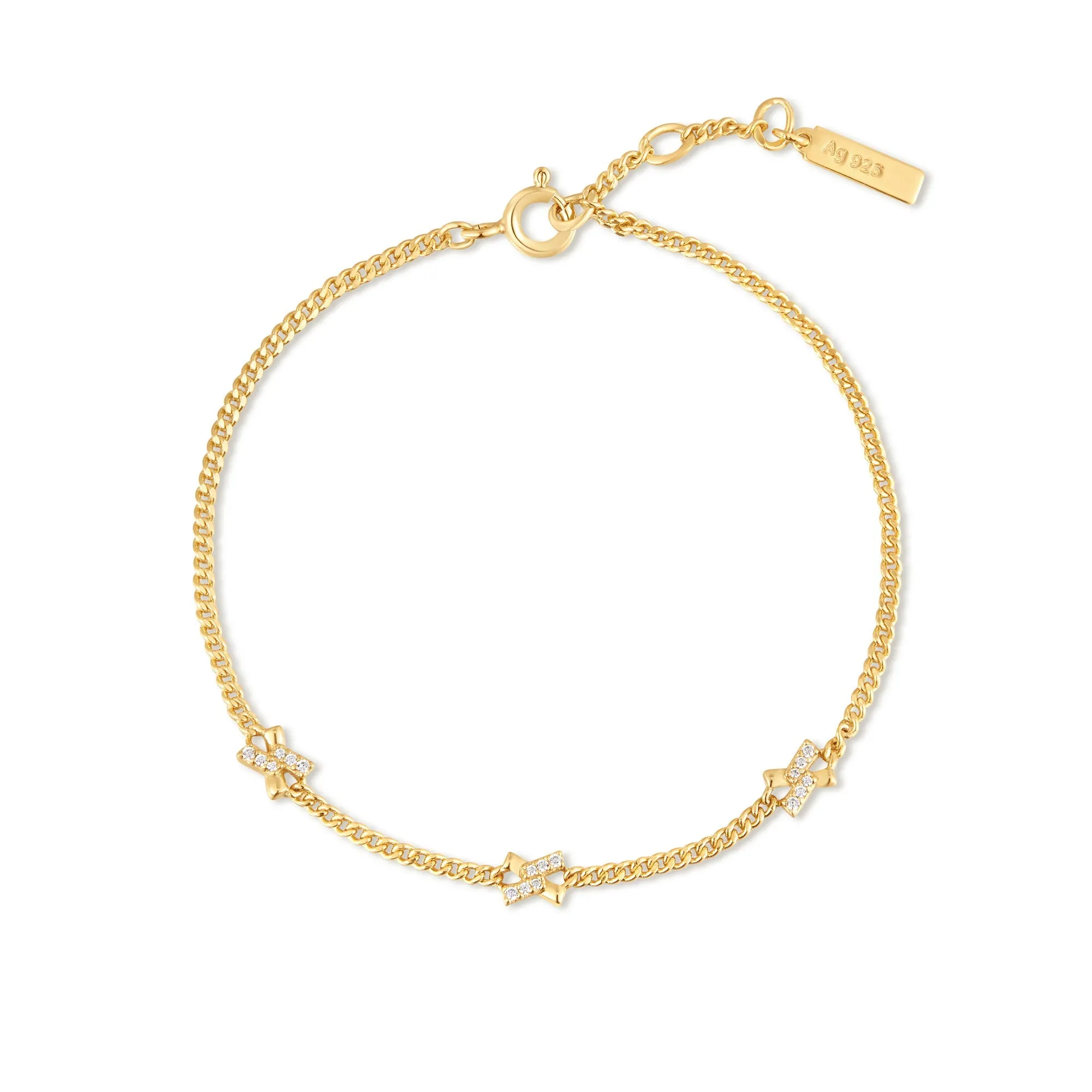 Gold Cross Station Bracelet