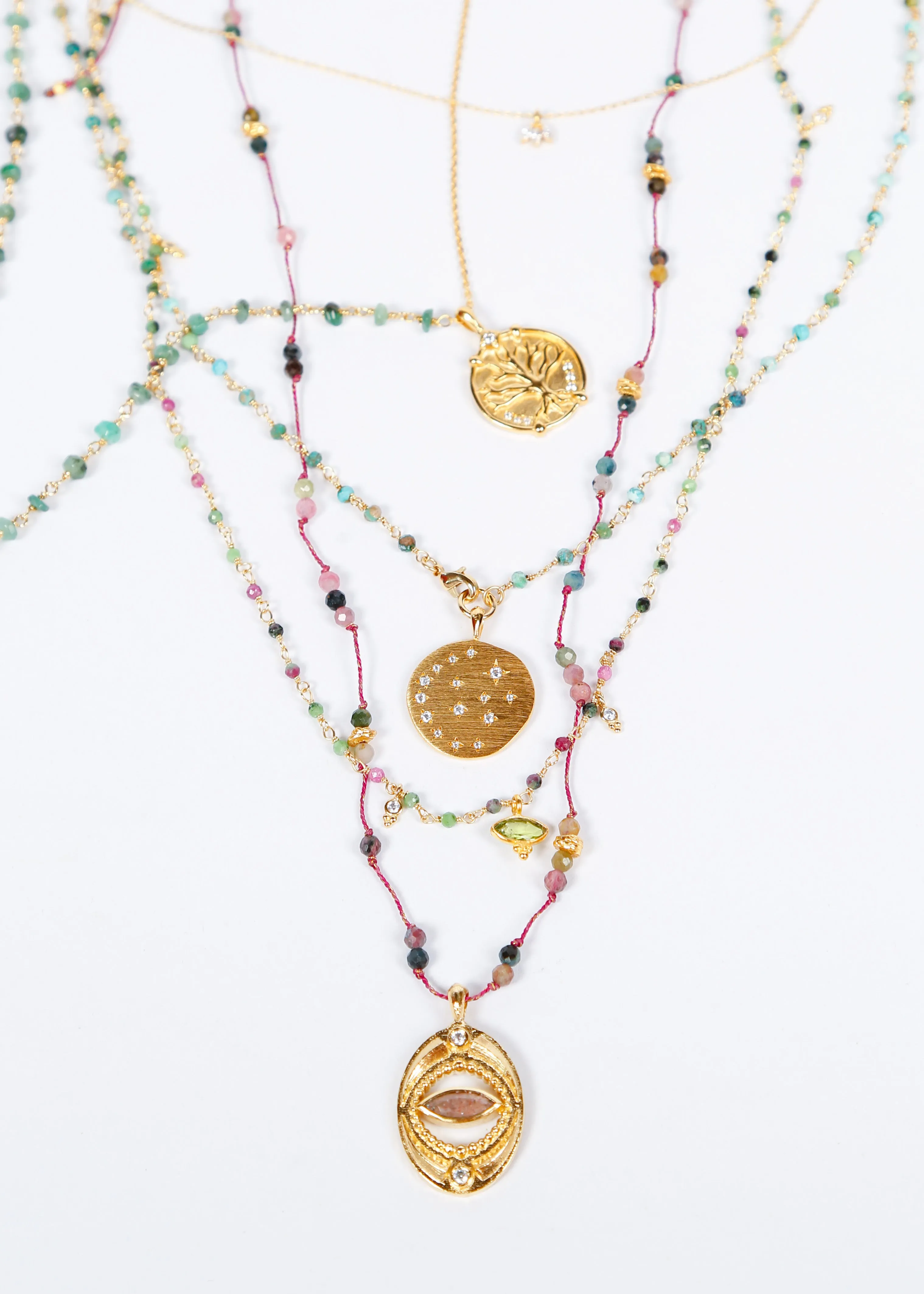 HANKA Isis Cordon in Tourmaline, Strawberry Rose Quartz