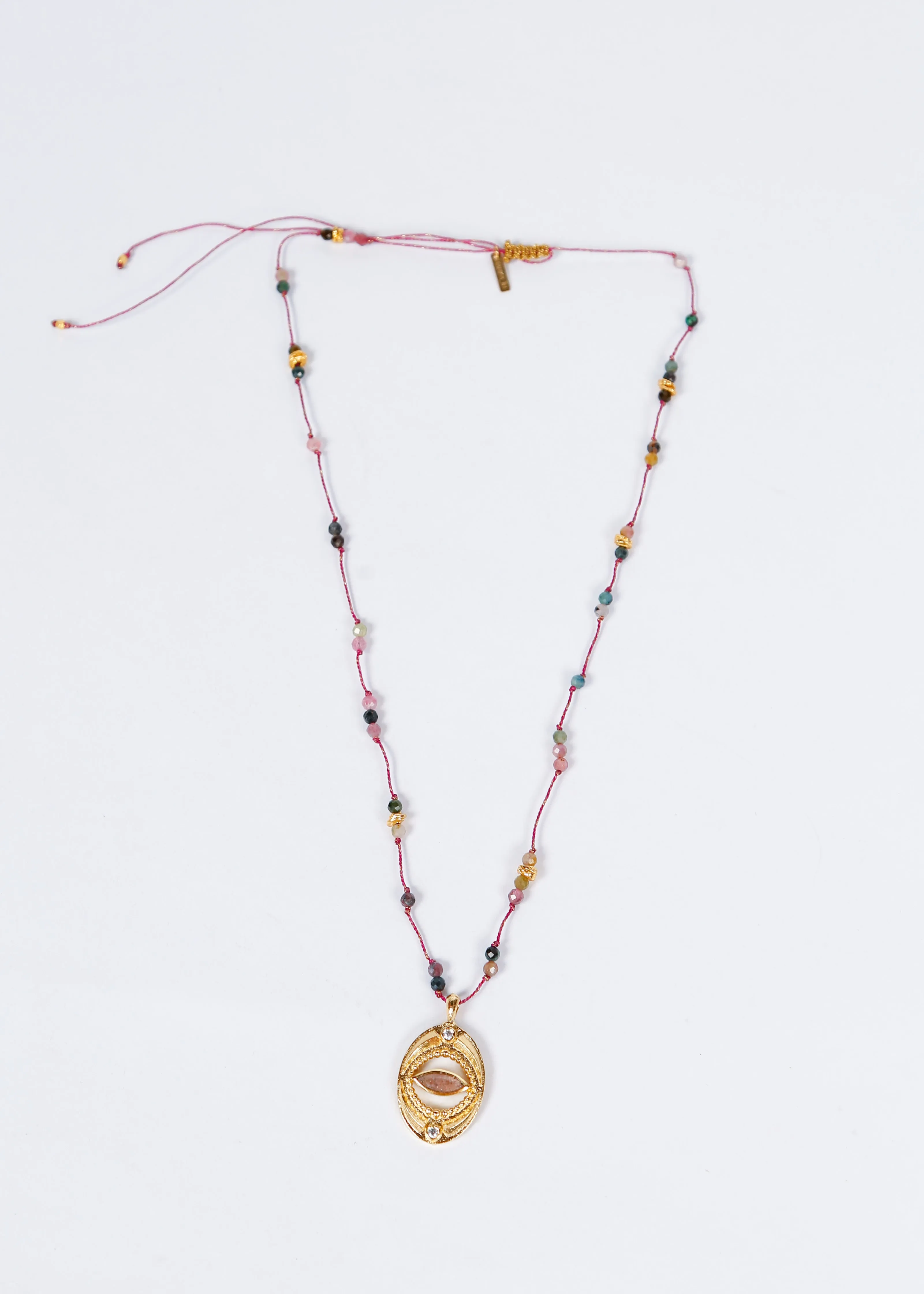 HANKA Isis Cordon in Tourmaline, Strawberry Rose Quartz