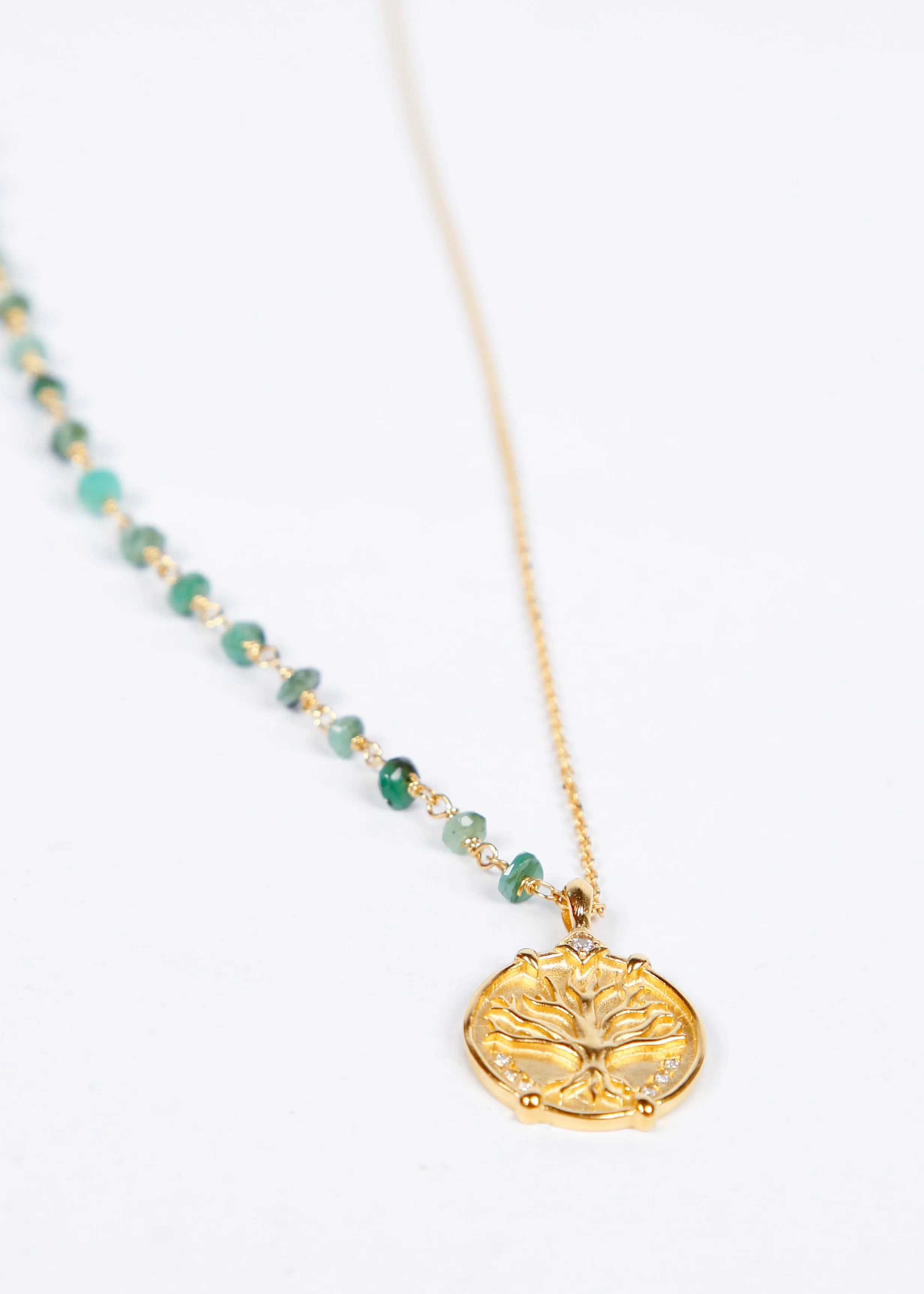 HANKA Sharm Double Necklace in Raw Emerald and Zirconium