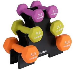 HolaHatha Neoprene Dumbbell Free Hand Weight Set with Storage Rack, Ideal for Home Gym Exercises to Gain Tone and Definition