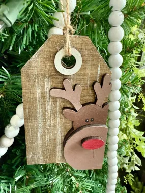 Holiday Rustic Tag Reindeer Ornament P13559