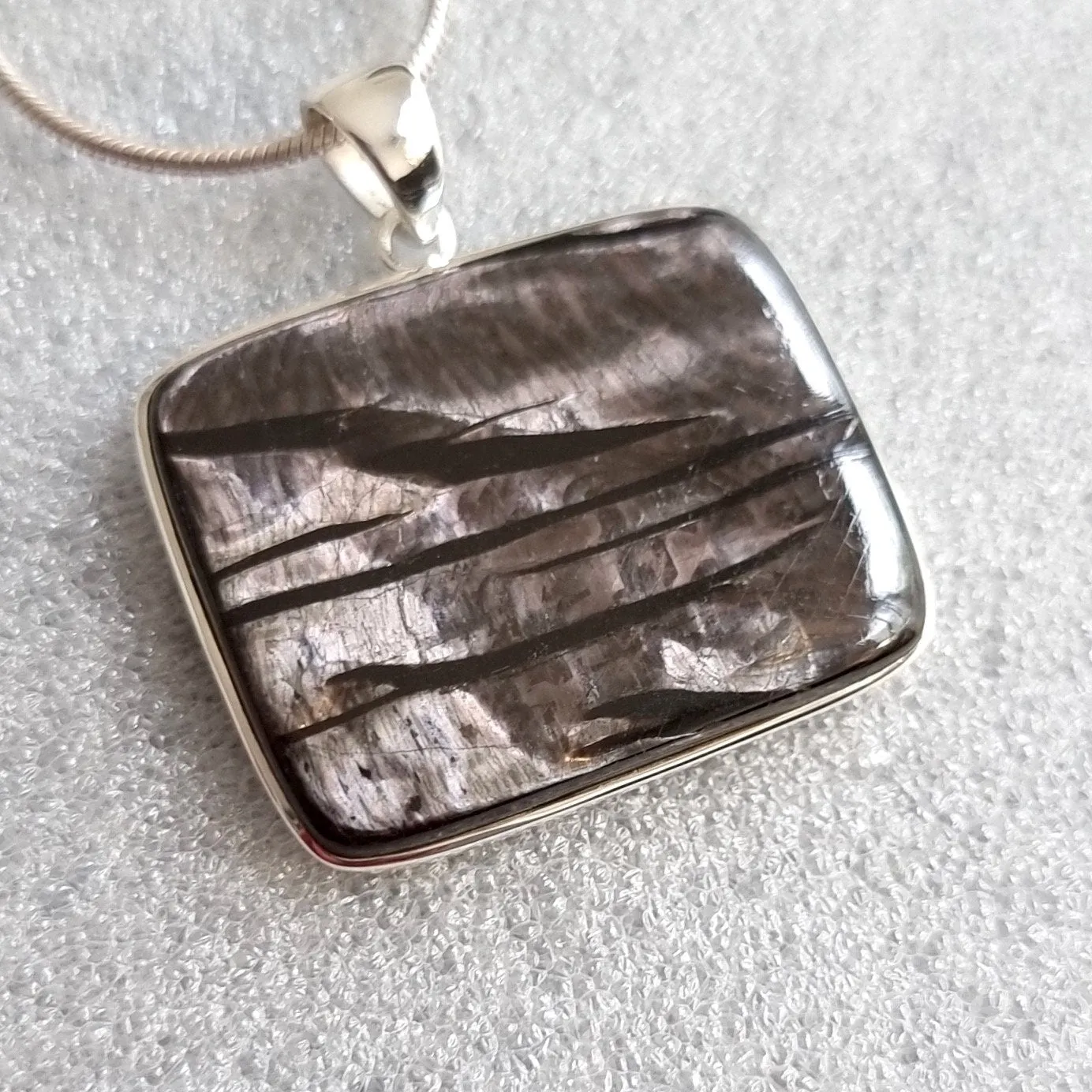 Hypersthene Horizontal Rectangle 39mm x 42mm 925 Silver Pendant, HYPP2