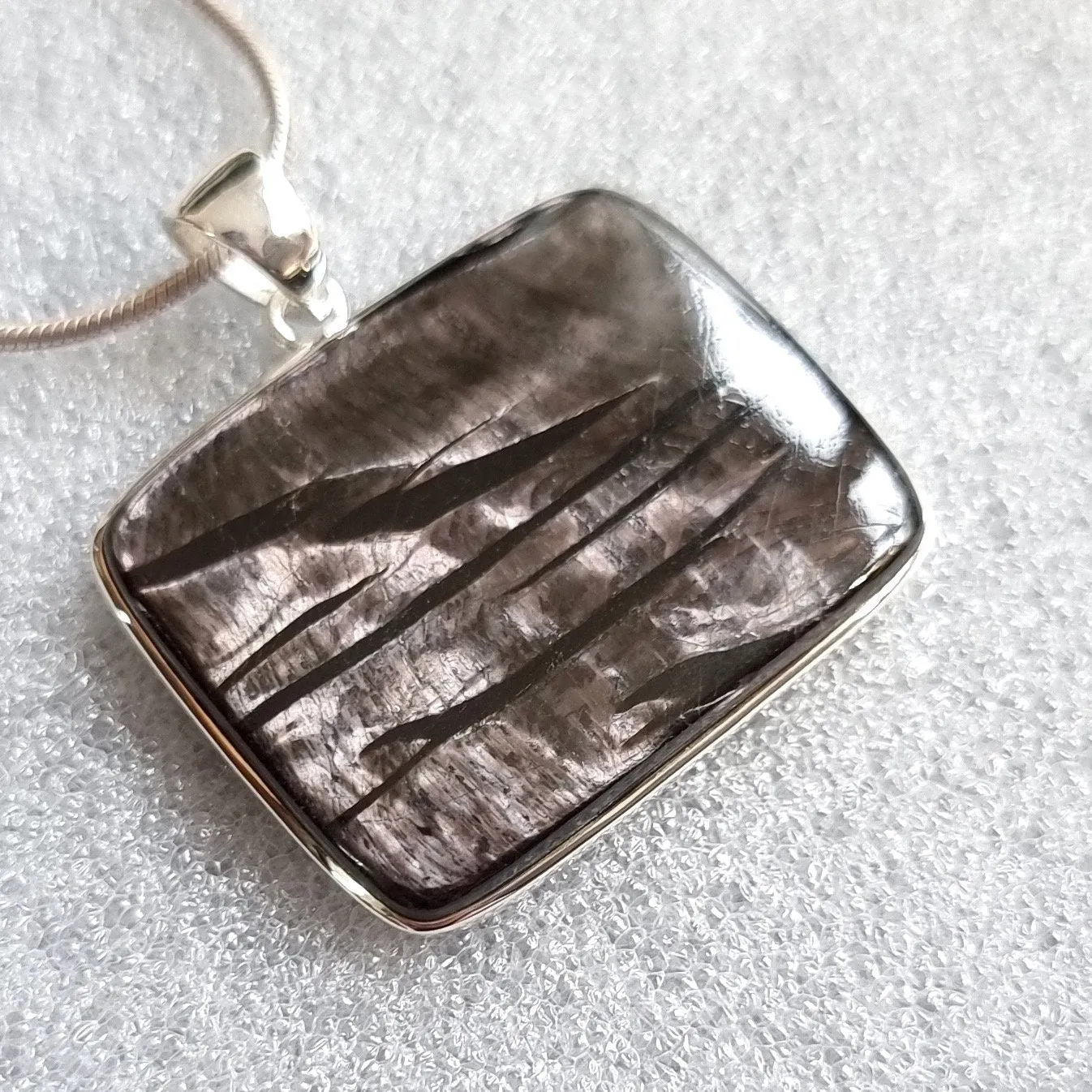 Hypersthene Horizontal Rectangle 39mm x 42mm 925 Silver Pendant, HYPP2