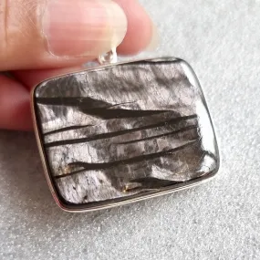 Hypersthene Horizontal Rectangle 39mm x 42mm 925 Silver Pendant, HYPP2