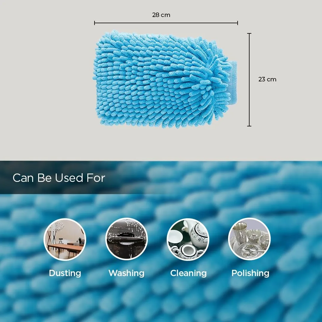 Kuber Industries Gloves | Cleaning Gloves | Kitchen Chenille Mitts | 1000 GSM Hand Duster | Hand Gloves for Car | Duster for Glass | SHXNEFSST1 | SHXNEFSST2 | Pack of 2| Blue & Gray