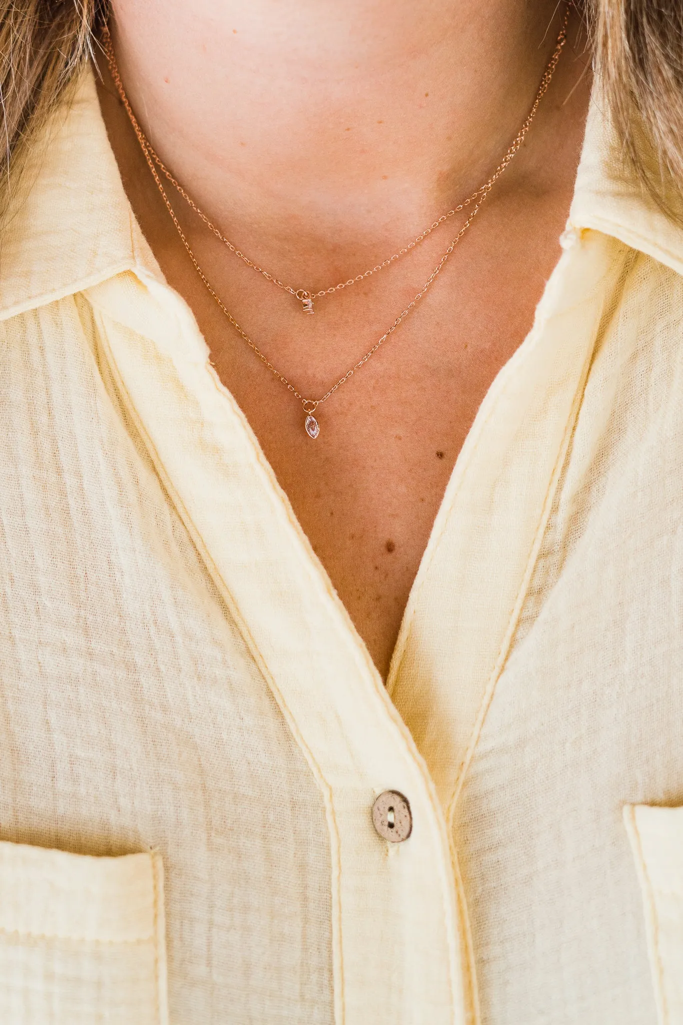 Little Details Layered Necklace - Rose Gold