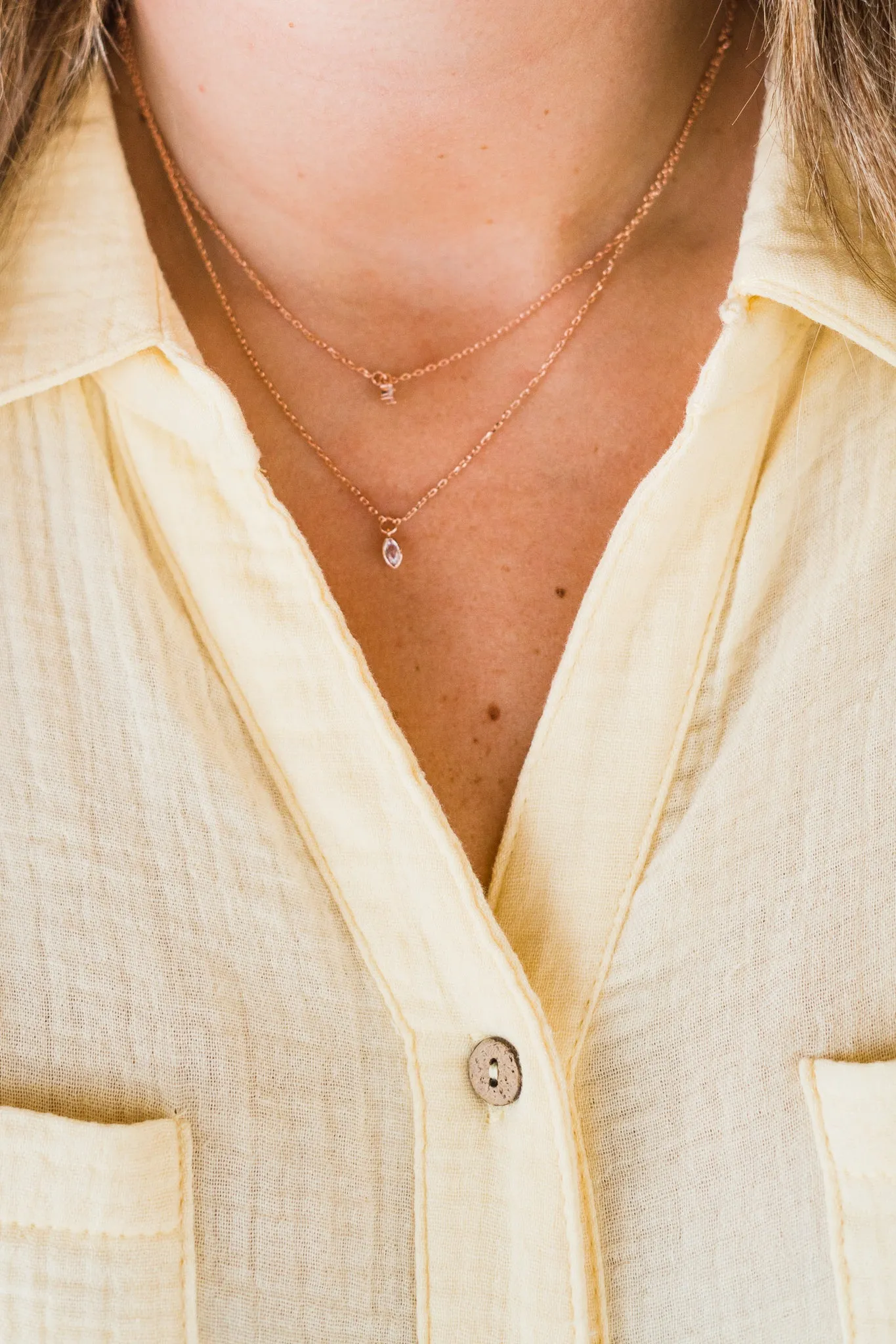 Little Details Layered Necklace - Rose Gold