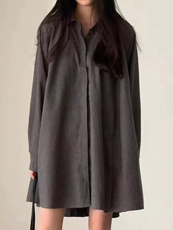 Loose A-line Laple Long Sleeve Shirt