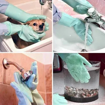 Magic Silicone Dishwashing Gloves - Reusable Cleaning Gloves