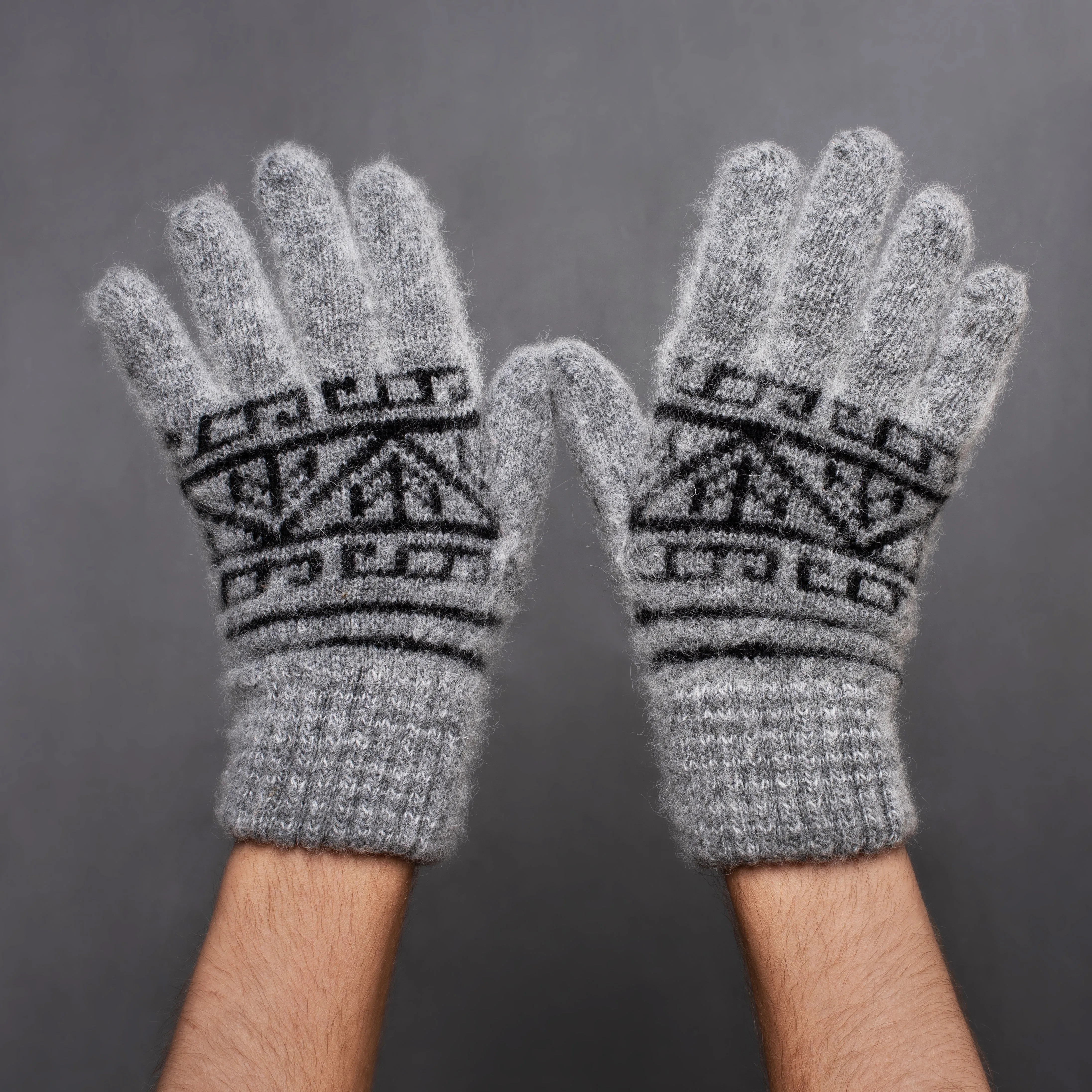Men's Fair Isle Fog Merino Wool Gloves