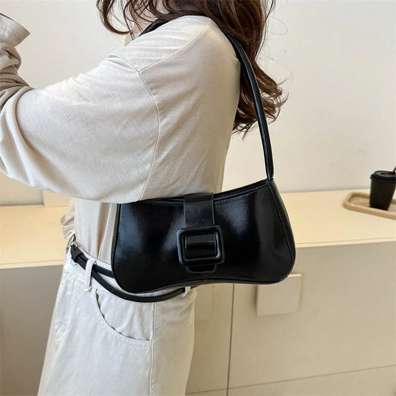 Metallic Glossy Buckle Shoulder Bags