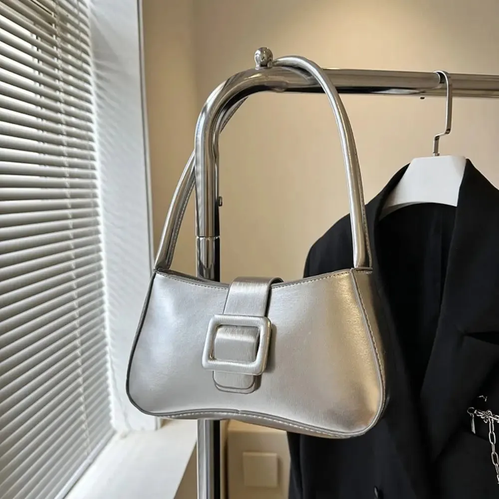 Metallic Glossy Buckle Shoulder Bags