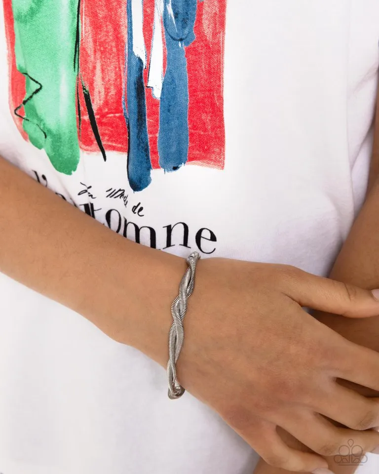 Paparazzi Bracelet ~ Tasteful Twists - Silver