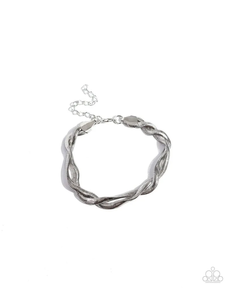 Paparazzi Bracelet ~ Tasteful Twists - Silver