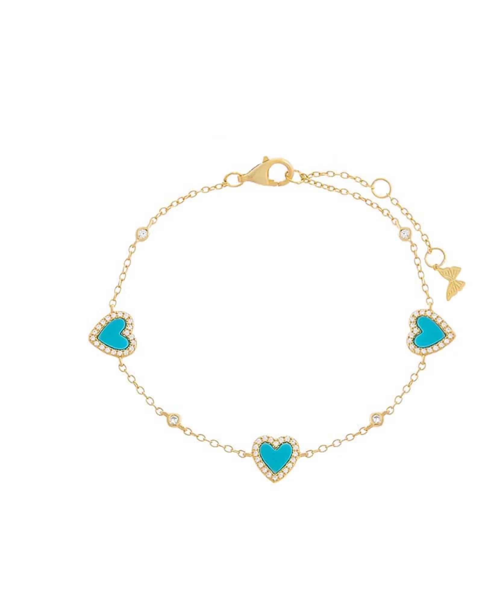 Pave Multi Heart Stone Bracelet Turquoise One Size | Turquoise