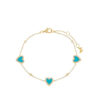 Pave Multi Heart Stone Bracelet Turquoise One Size | Turquoise