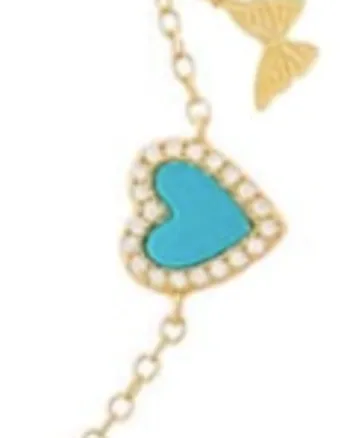 Pave Multi Heart Stone Bracelet Turquoise One Size | Turquoise