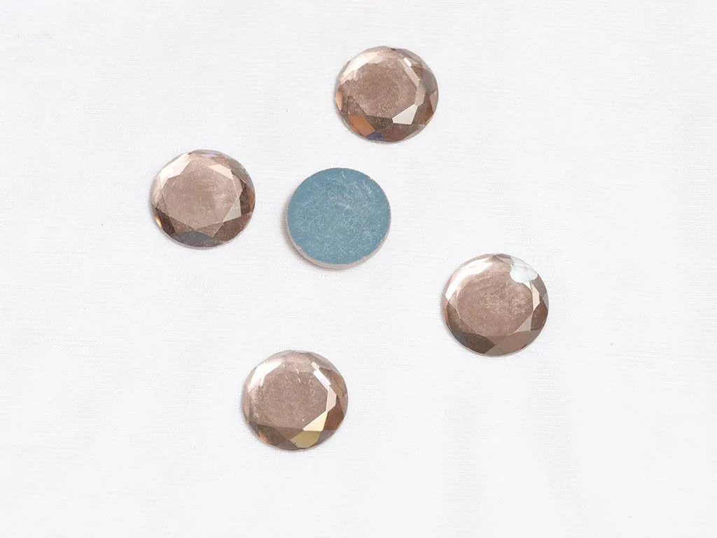 Peach Golden Flat Circular Glass Stones -22 mm