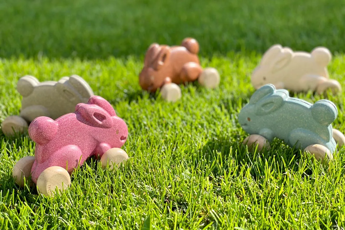 Plan Toys Push Along Bunny - Grey