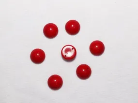 Red Circular 2 Hole Glass Stones - 14mm