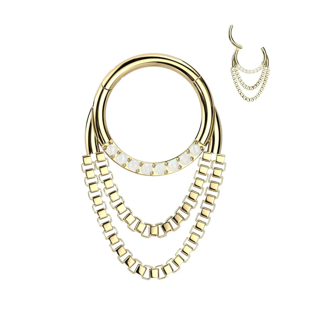 Ring Chains dangle Zirconia Clicker
