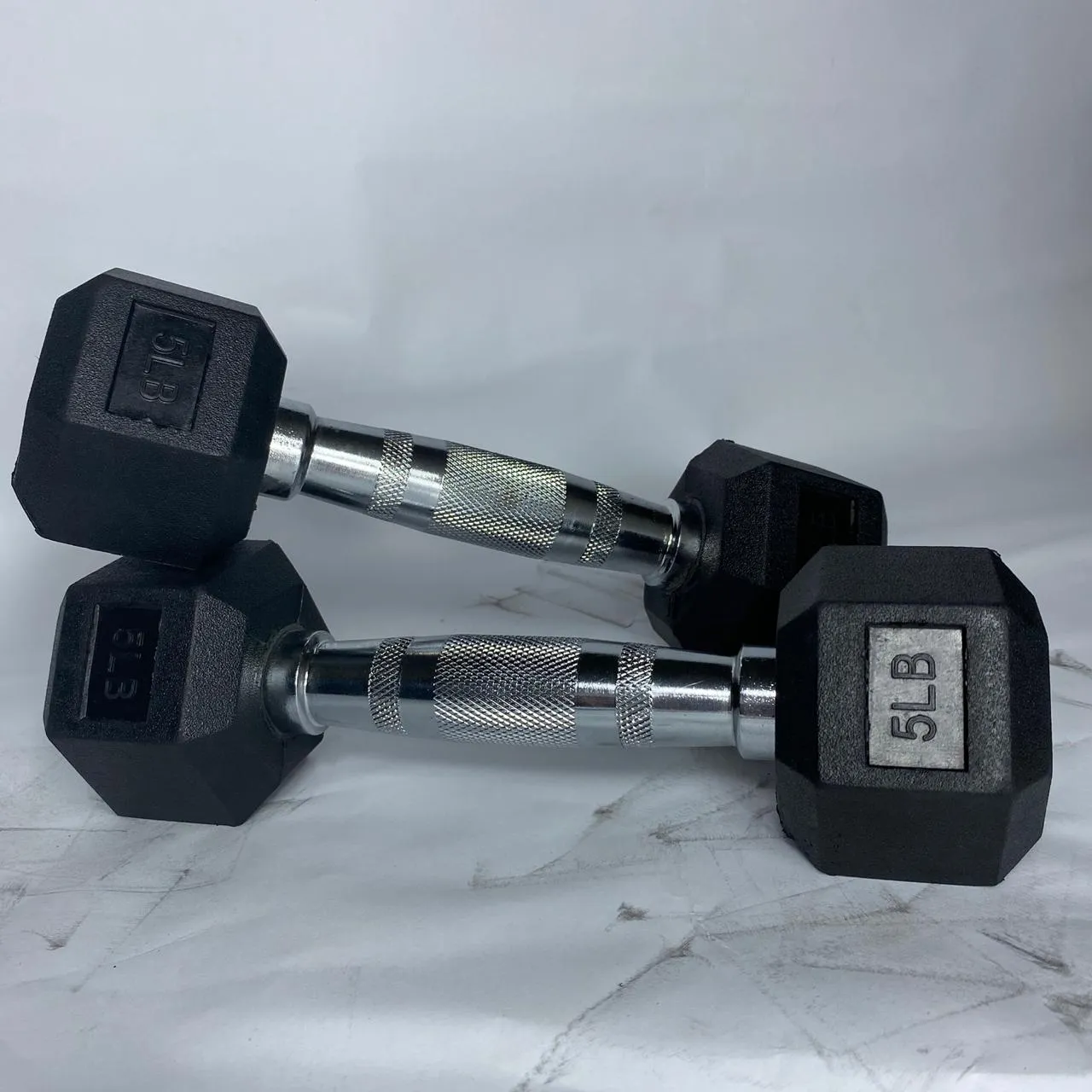RUBBER HEX DUMBBELLS SET FROM 5 TO 50 LBS