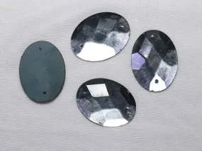 Silver 2 Hole Oval Glass Stones - 24x32 mm