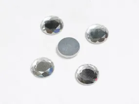 Silver Flat Circular Glass Stones -25 mm