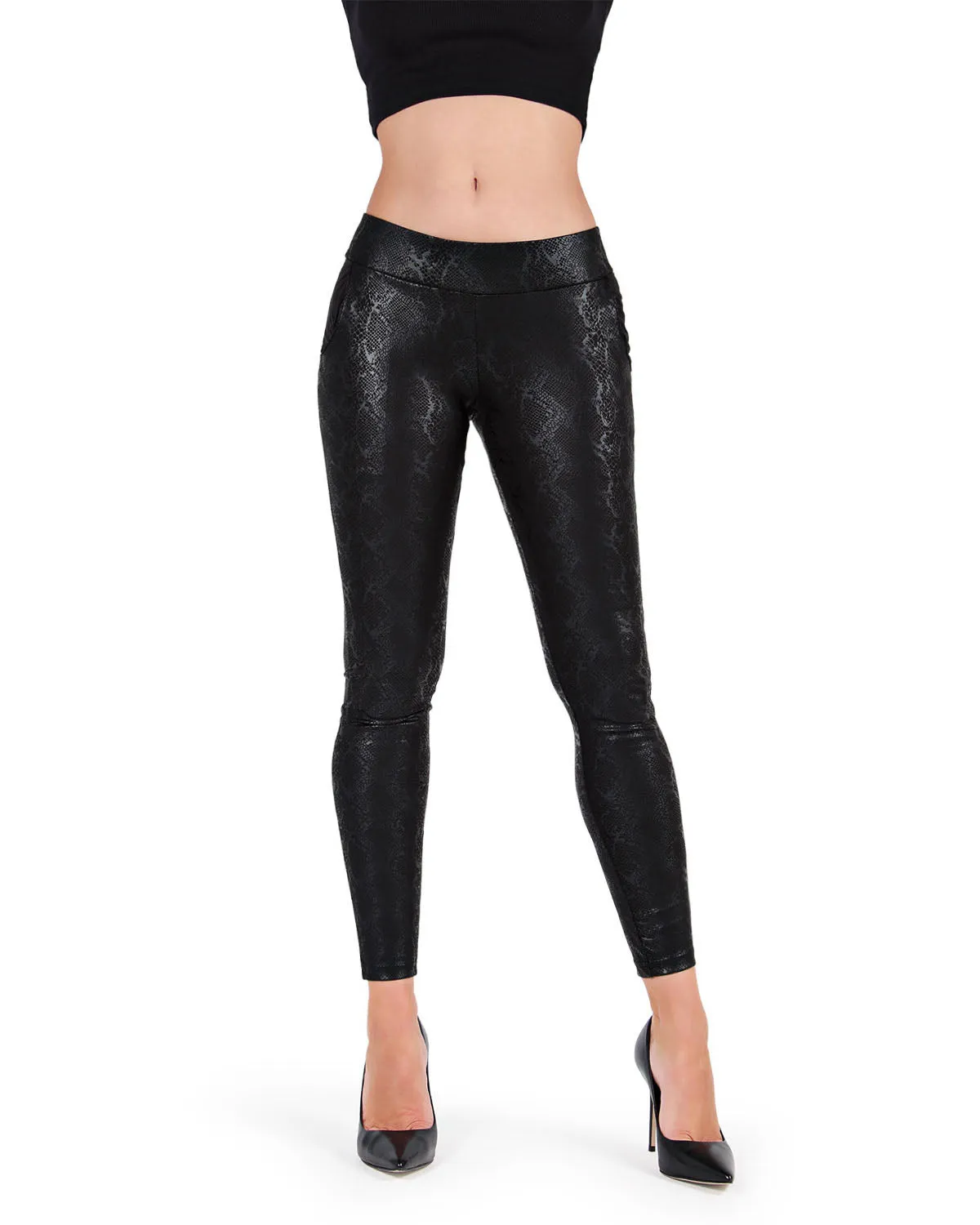 Sophisticated Metallic Snakeskin Leggings