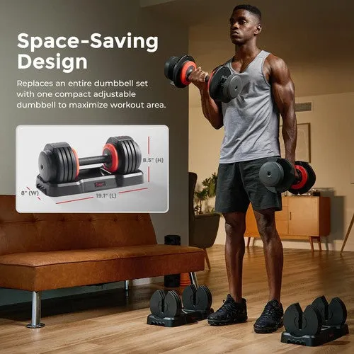Sunny Health & Fitness Elite Adjustable Dumbbell 55-Pound (Weight 15,25,35,45,55)