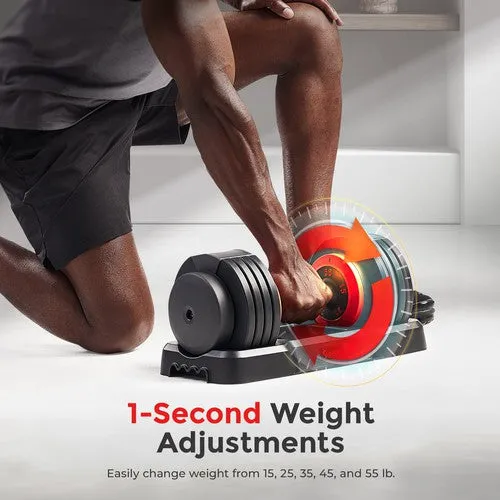 Sunny Health & Fitness Elite Adjustable Dumbbell 55-Pound (Weight 15,25,35,45,55)