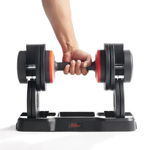 Sunny Health & Fitness Elite Adjustable Dumbbell 55-Pound (Weight 15,25,35,45,55)