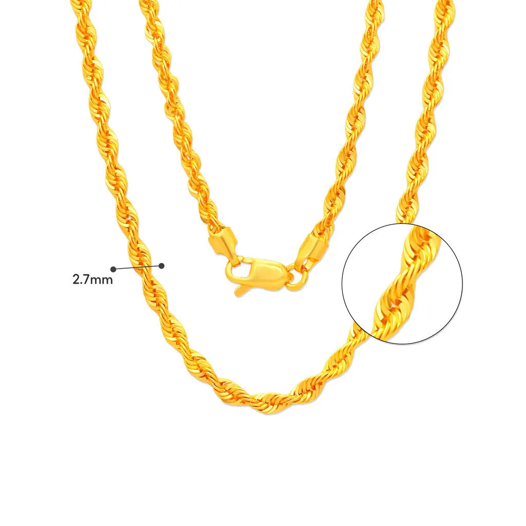 TAKA Jewellery 916 Gold Solid Rope Chain