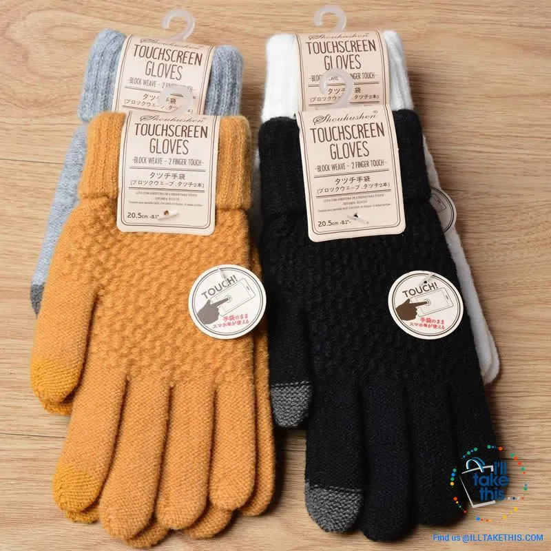 Touchscreen Gloves  Warm Winter Stretch Knit Mittens Wool Full Finger