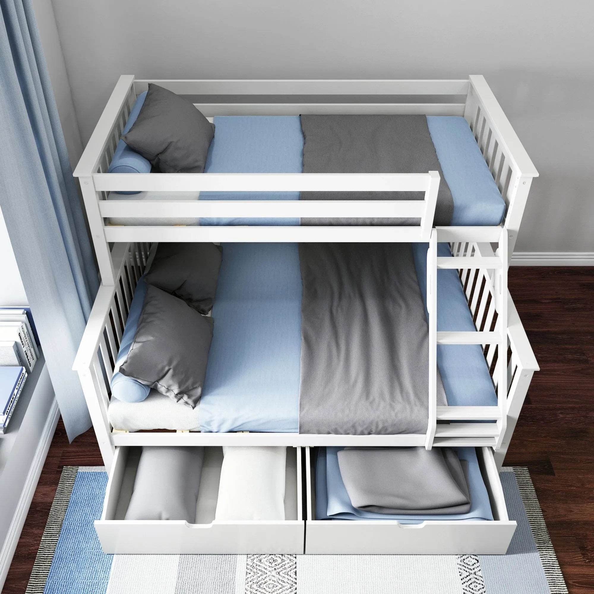 Twin XL Over Queen Bunk Bed With Storage Drawers