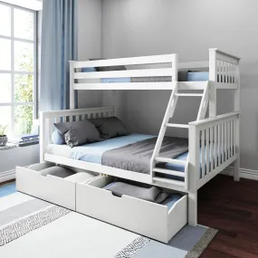 Twin XL Over Queen Bunk Bed With Storage Drawers