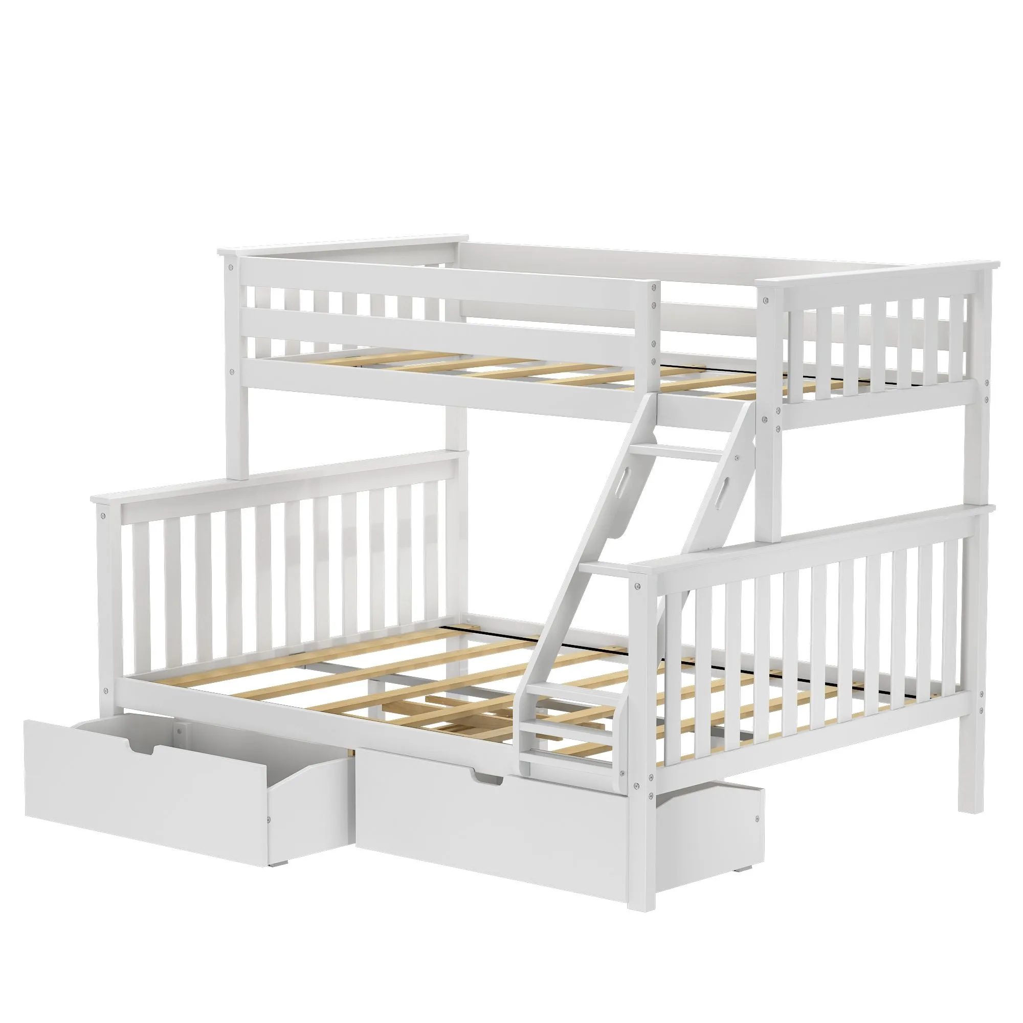 Twin XL Over Queen Bunk Bed With Storage Drawers